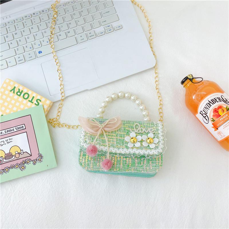 Adorable Mini Pearl Handbag For Girls Charming Chain Shoulder Bag For Children