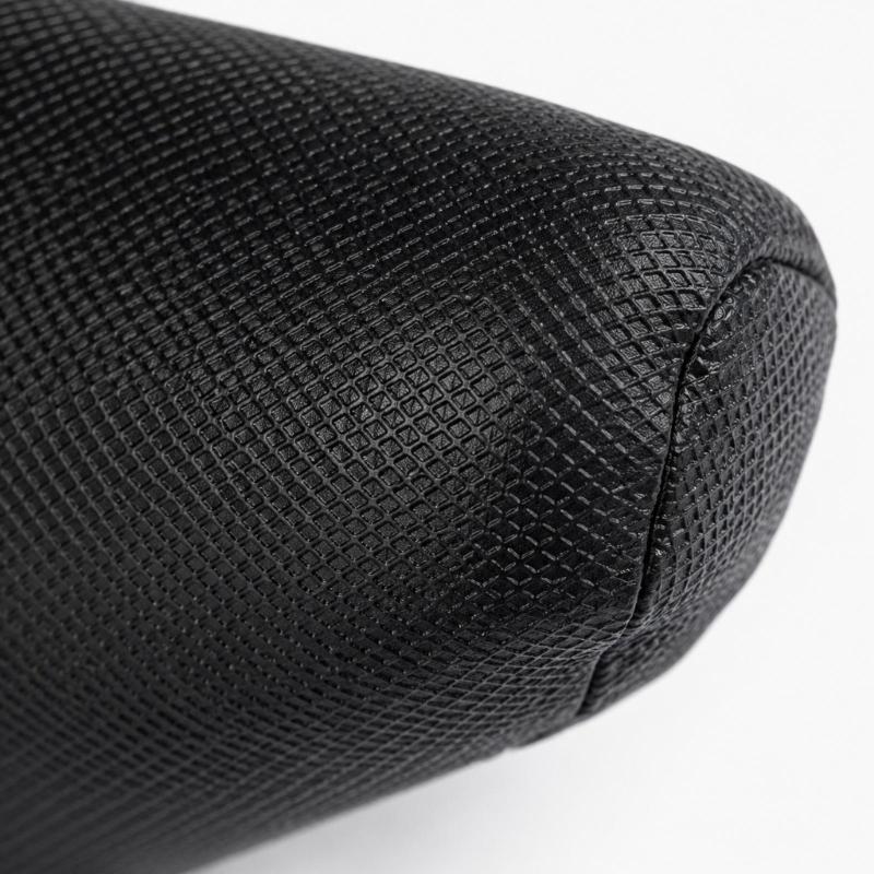 Black Leather Motorcycle Seat for the Stated 49CC Youth Bike Type, Contoured Replacement with Fine Textured Finish and High Rear,