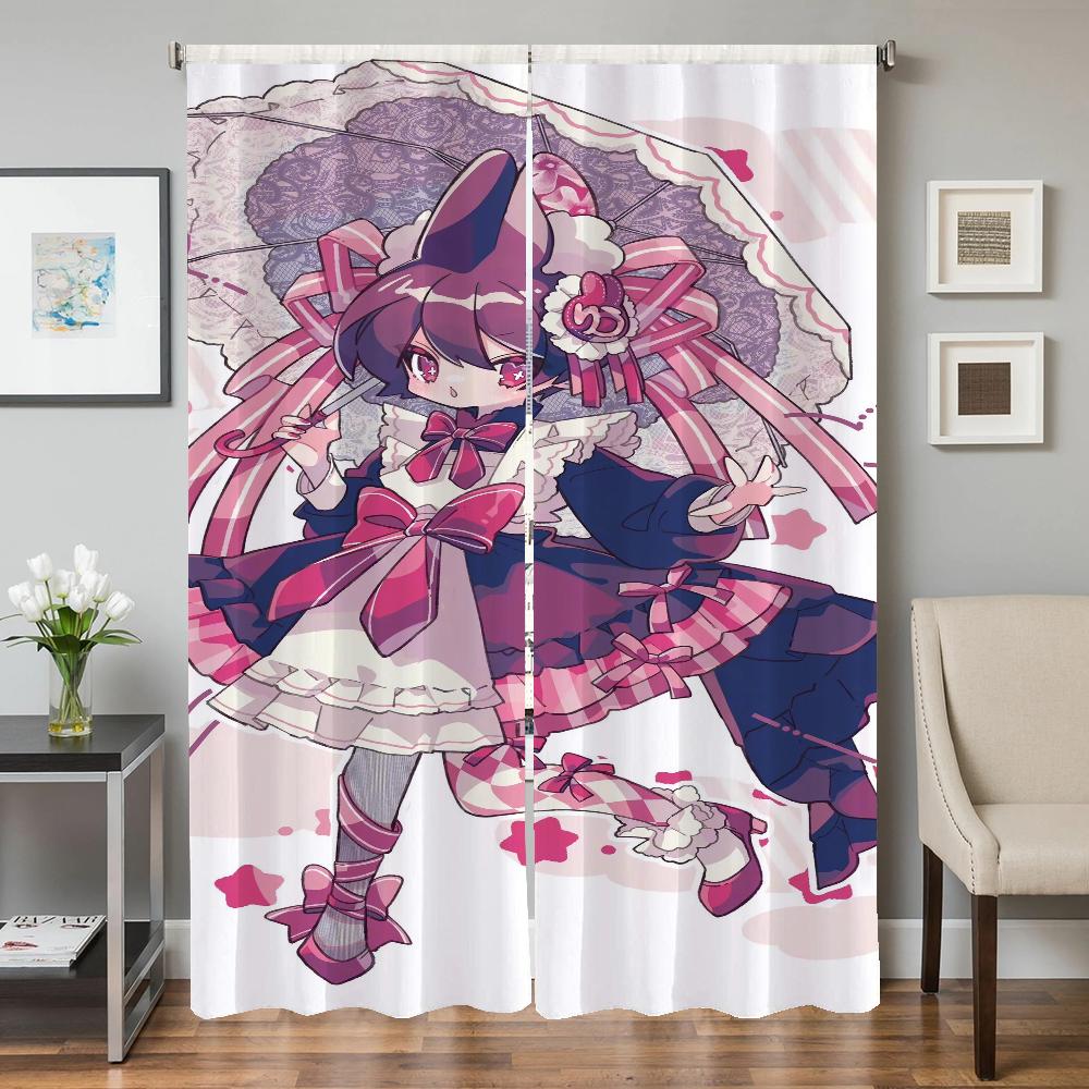 

Домашний интерьер Кухня Шторы для гостиной 2 шт. Плотные шторы Дверная занавеска Милая Лоли Разделительная спальня Украшение W50xH70cmx2pcs-CL