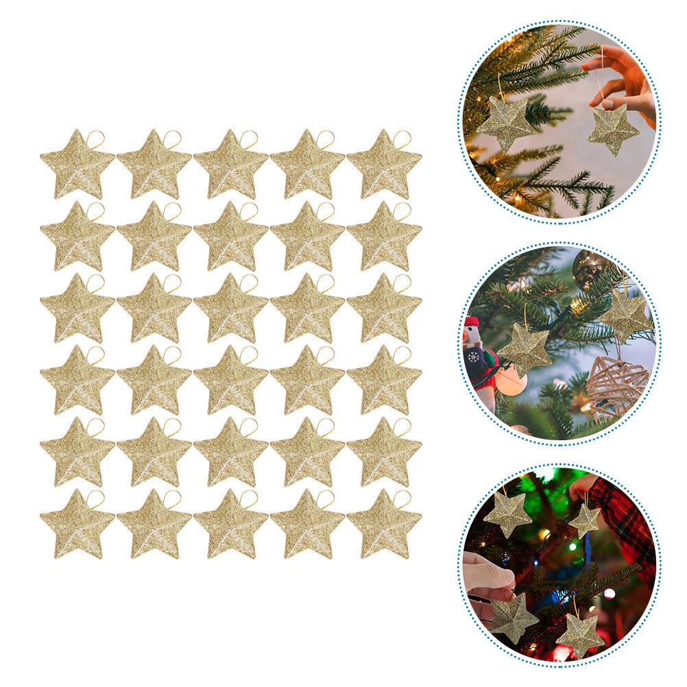 30 Stück Glitzersterne Hängende Ornamente 3D Weihnachtsbaum Dekor Party Szene Layout Weihnachten Anhänger Festliche Dekoration Baum Dekoration