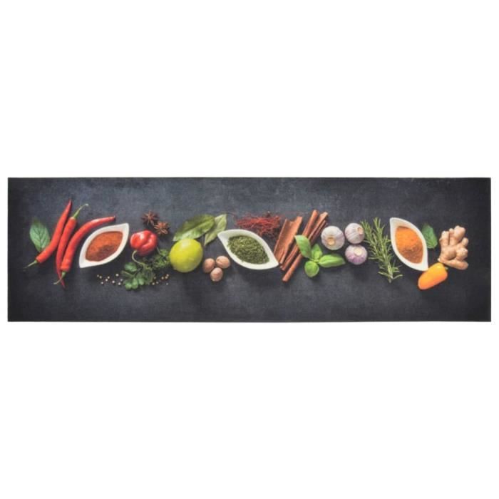 VidaXL Tapis de cuisine lavable impression d'épices 45x150 cm velours 136540
