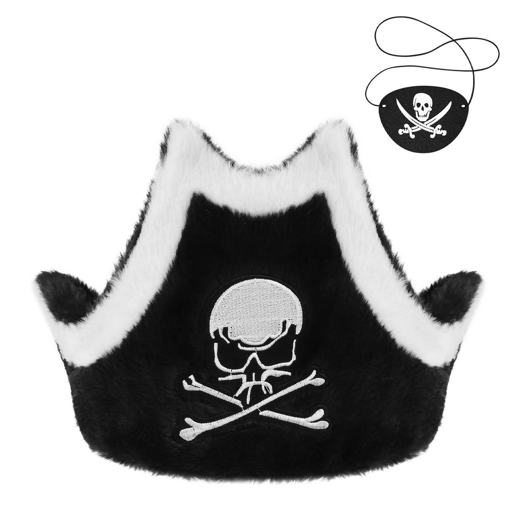 Halloween Party Pirate Hat Eye Mask Cos Props Skull Felt Eye Mask Pirates of the Caribbean Dress Up