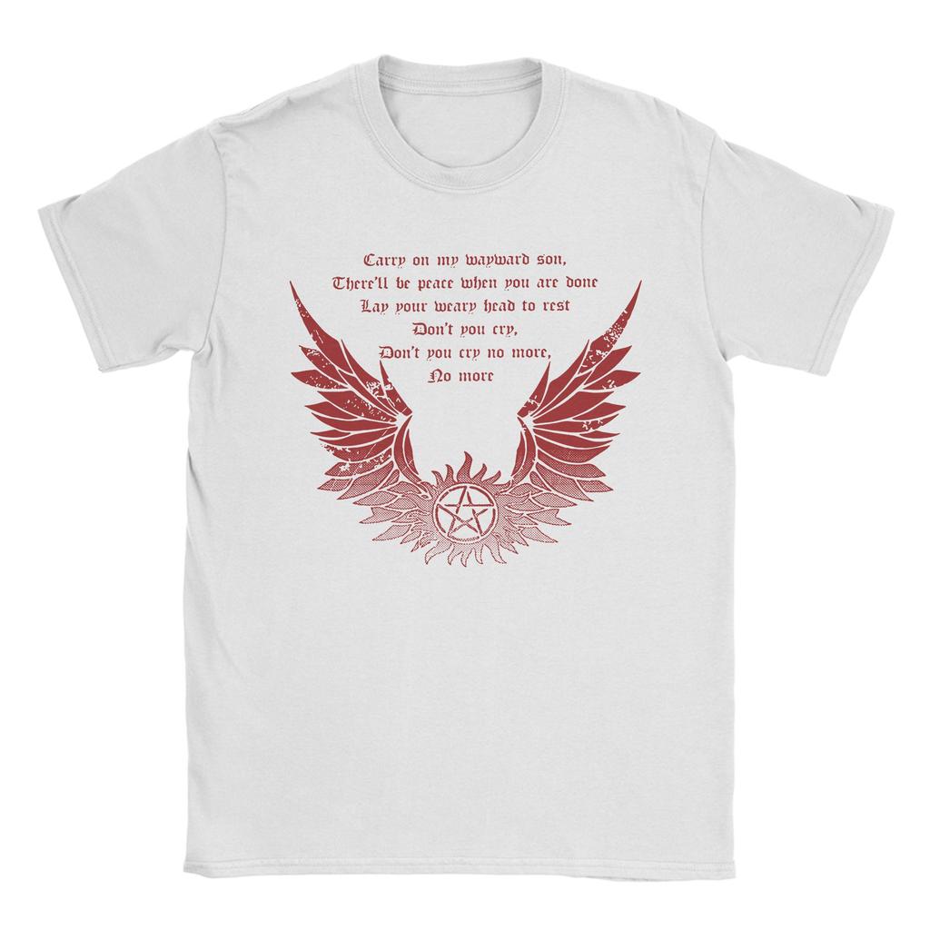 Carry On Wayward Son T Shirt Men Women's 100% Cotton Fashion T-Shirts O Neck Supernatural Tees Short Sleeve Clothing