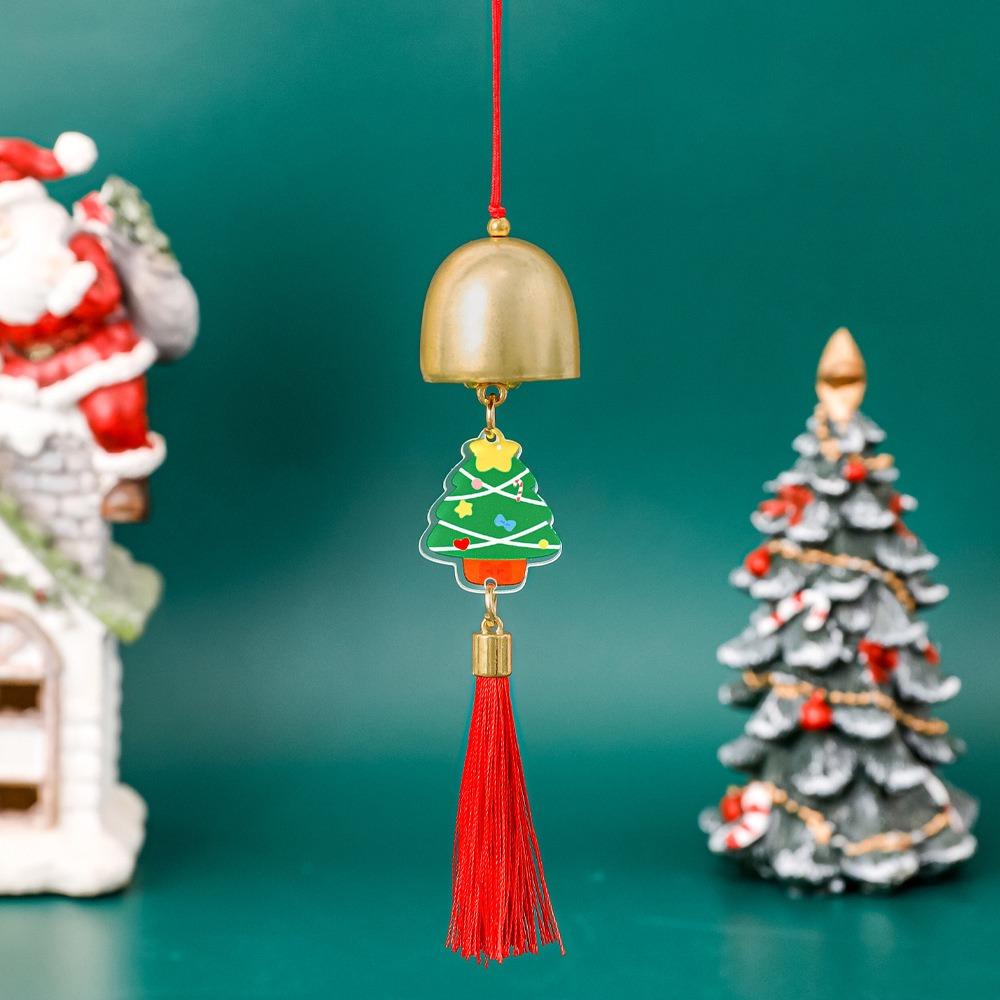 New Acrylic Christmas Bell Iron Portable Tassel Pendant Wind Chime 38mm