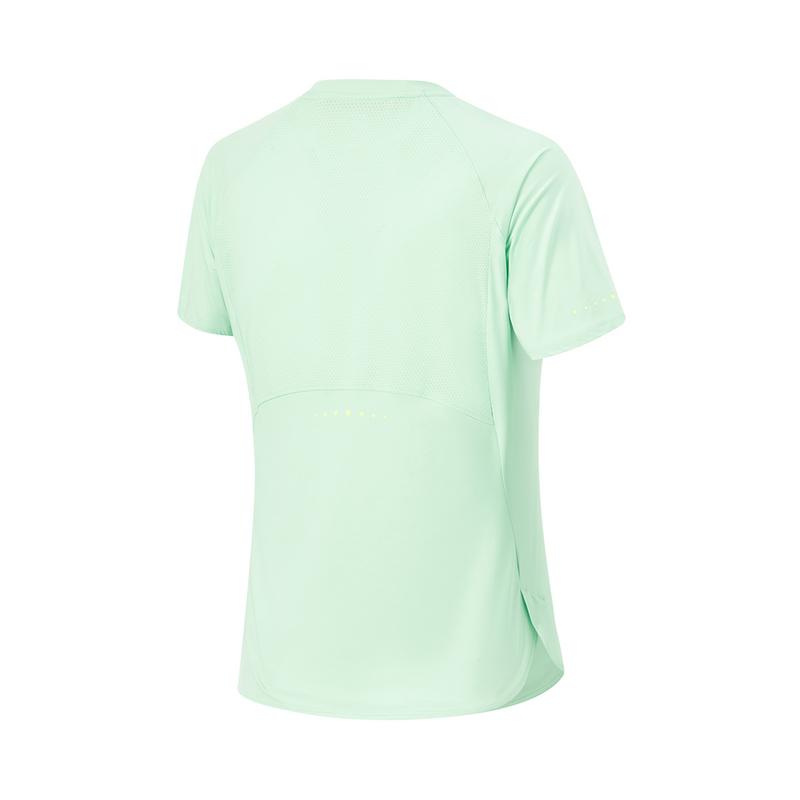 Li Ning Running Series Solid Color Round Neck Comfortable Moisture Wicking Versatile Short Sleeve T-Shirt Women T-Shirts Cool-Green ATSU580-4
