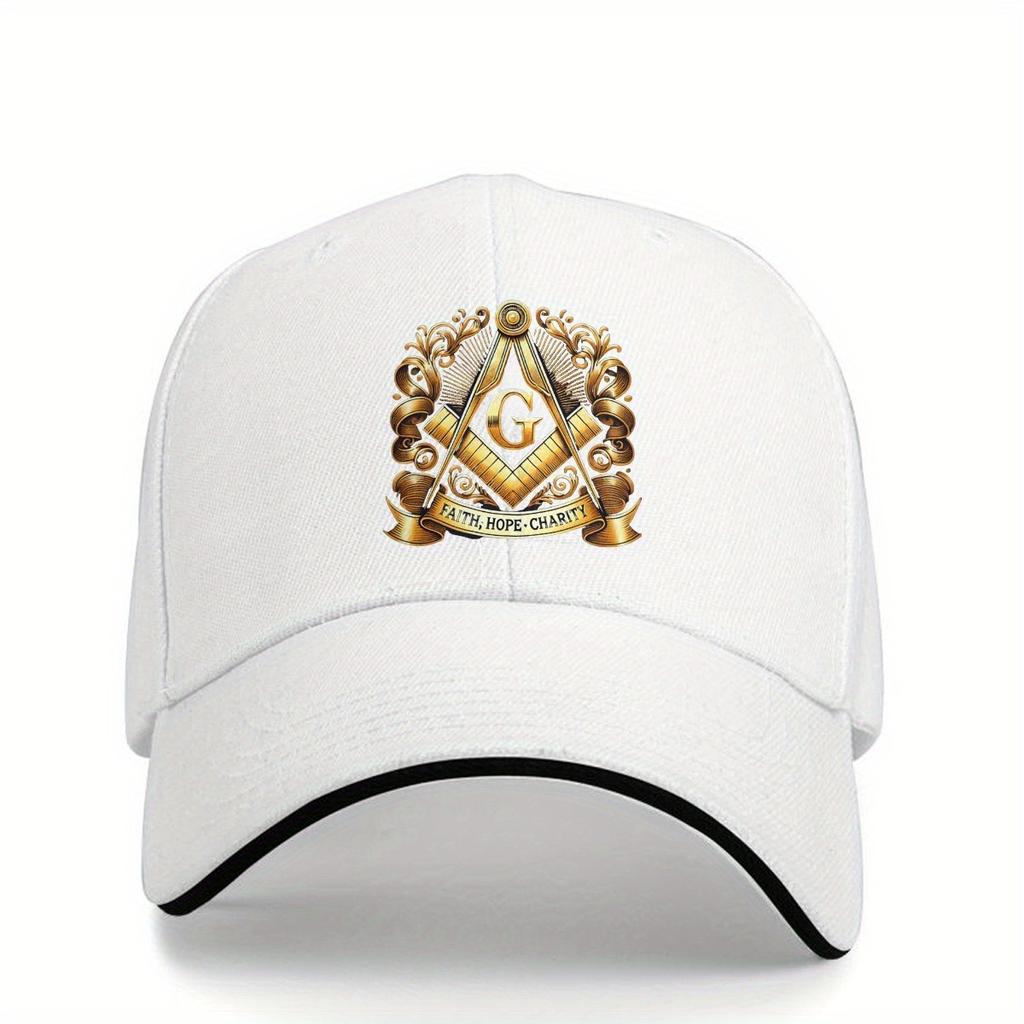 Masonic Square And Compass Faith Hope Charity Baseball Cap Polyester Casual Adjustable Dad Hat Unisex