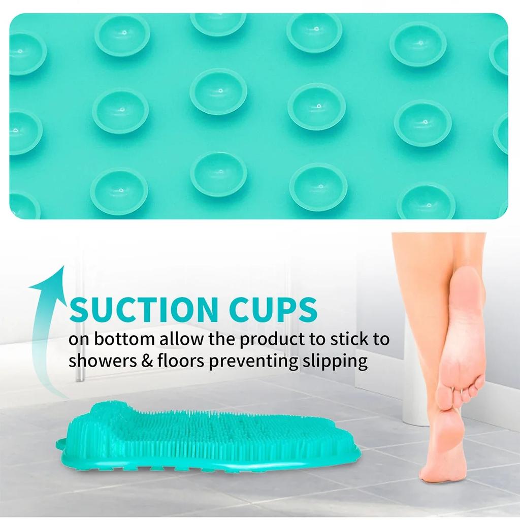 Shower Foot Scrubber Cleaner with Suction Cup Non-slip PVC Foot Massage Scrubber Multifunctional Massage Mat Portable Shower Mat