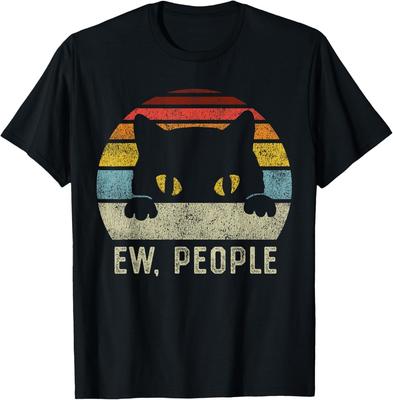 Ew Leute Retro Katze Lustig Vintage Asozial Introvertiert Geschenk Unisex T-Shirt