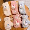 Charming Cartoon Rabbit Plush Gloves - Warm Velvet Lined Winter Mittens for Women and Students