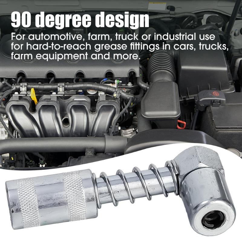 Acoplador de engrase de 90 grados con bloqueo de manguito metálico para coche, herramientas de lubricación para pistola de engrase, adaptador de boquilla de aceite para coche y camión con rosca NPT de 1/8"