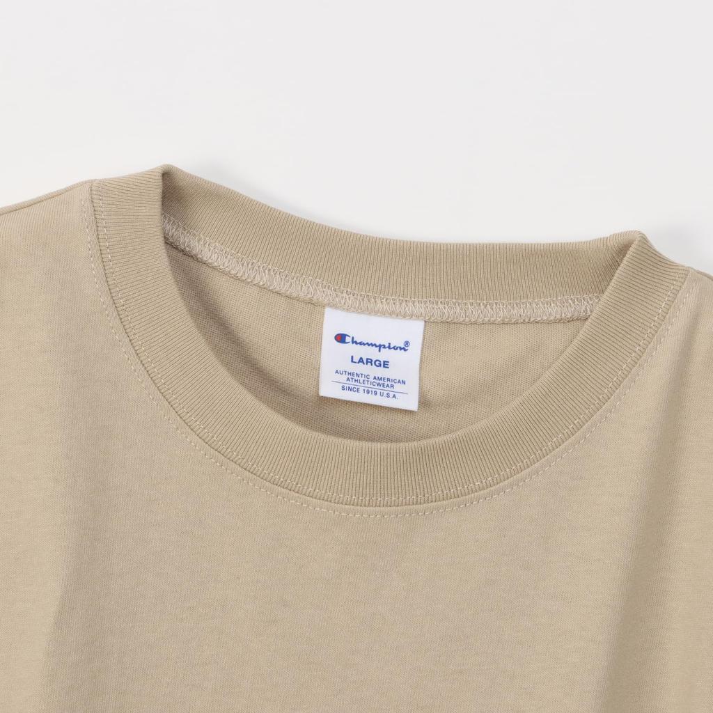 Champion Short Sleeve Crew Short Sleeve Pocket Sand Men's T-Shirt, Neck, 100% Cotton, USA, T-Shirt, Basic, Beige, C3-X357