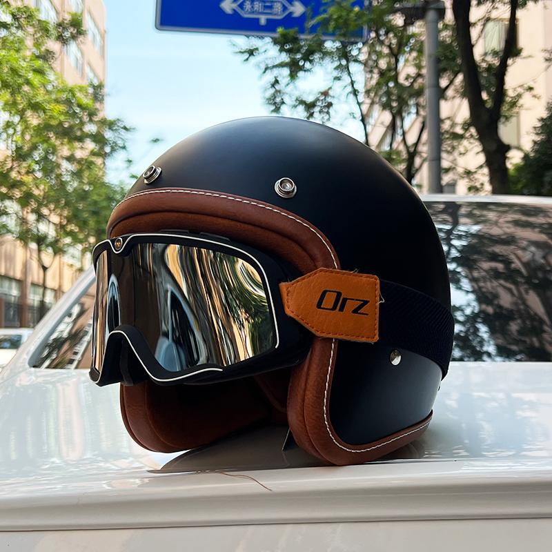 Vintage Motorcycle Helmet 3/4 Half Helmet Certified Motorcycle Helmet for Men and Women