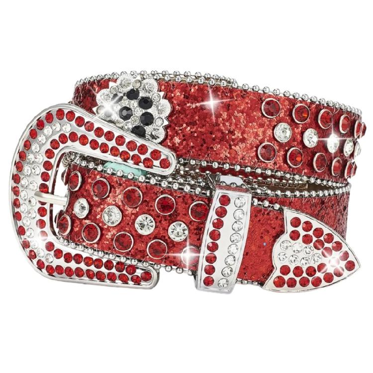 Rhinestones Sequined Belt for Adult Teens Street Wear Waistband for Pants Blingbling Waiststrap Rocker Waist Ornament