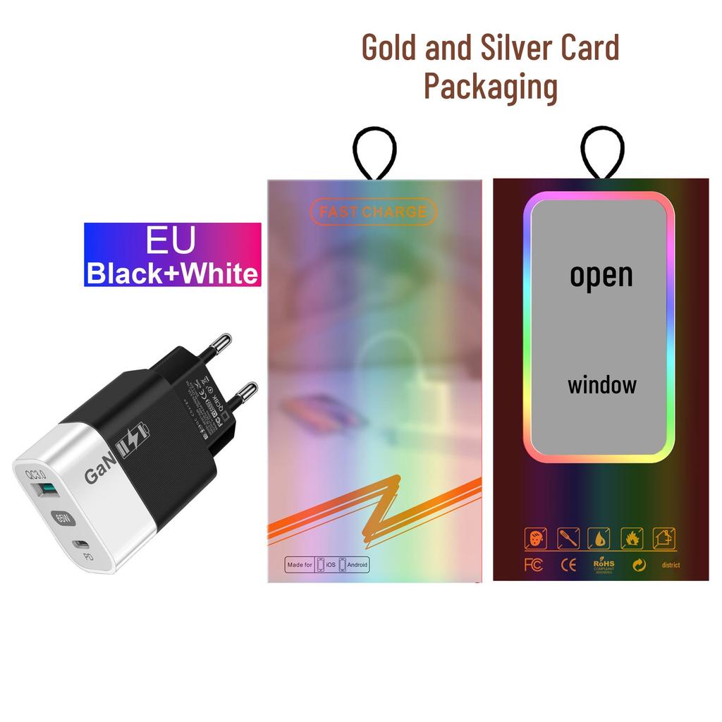 New 33W GaN USB Charger with QC 3.0 & PD, Supports 9V & 12V Fast Charging - US/EU Standard.
