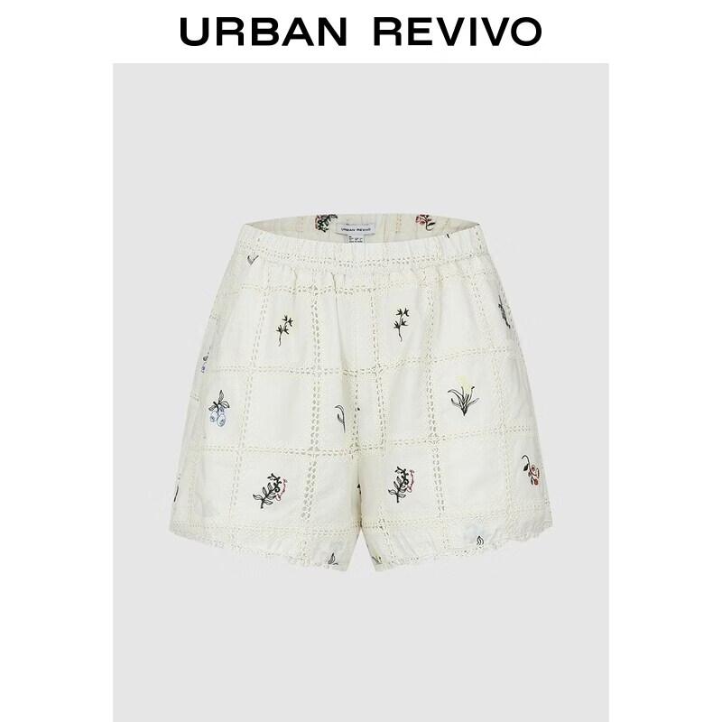UR2026 Women s Embroidered Crochet Plaid Shorts L