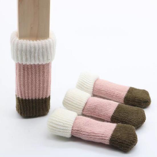 4 Pcs Knitted Chair Leg Covers Elastic Furniture Leg Protectors Non Slip Table Feet Covers Chair Leg Booties for Floor Protection Reduce Friction