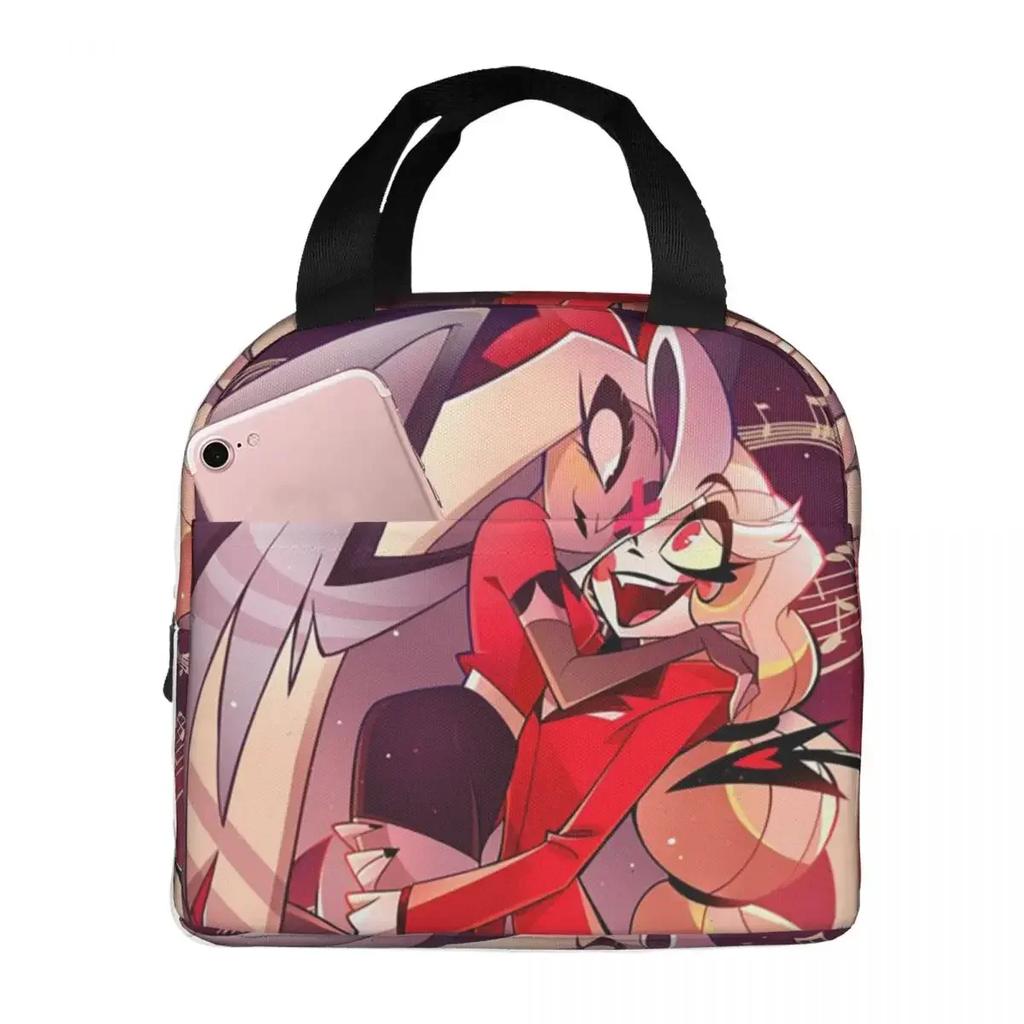 Charlie And Vaggie Valentines Hazbin Hotels Insulated Lunch Bag for School Cooler Thermal Food Box Tote Lunch Boxes Container