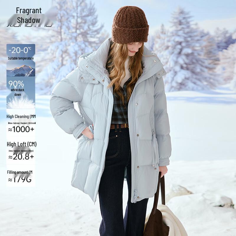 Xiangying Women s Soufflé Blue Mid-Length Down Jacket XL