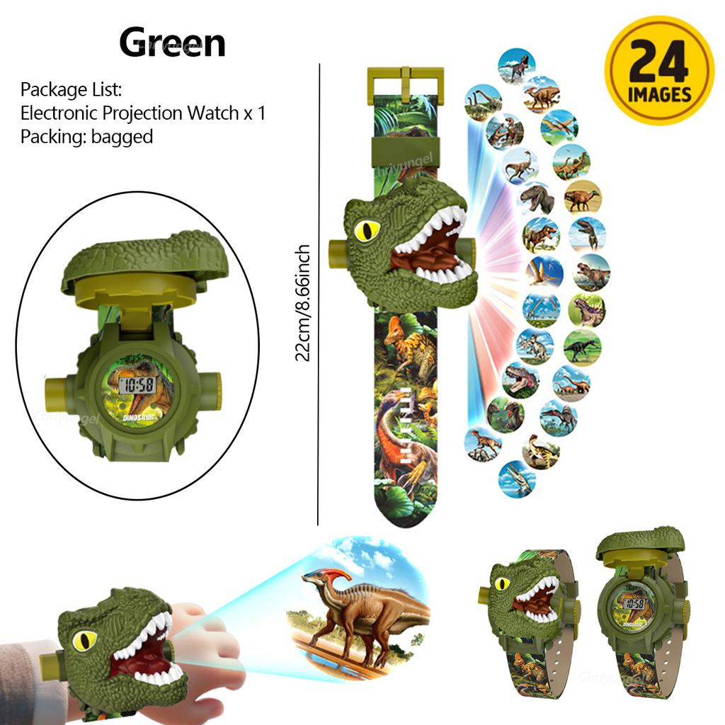 Barn Dinosaurie Projektionsklocka Projektorleksak med 24 Mönster Jul Elektronisk Klocka Utbildningsleksaker Gåva för Pojkar Flickor