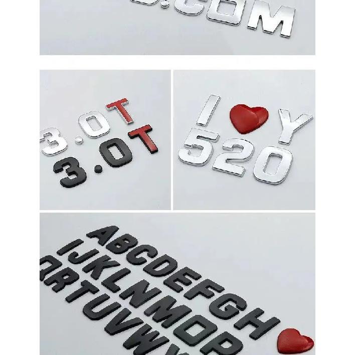 1Pcs 3D Metal 45mm 25mm DIY Letters Alphabet Emblem Numbers Chrome Labeling Car Sticker Digital Badge Accessories Motorcycle