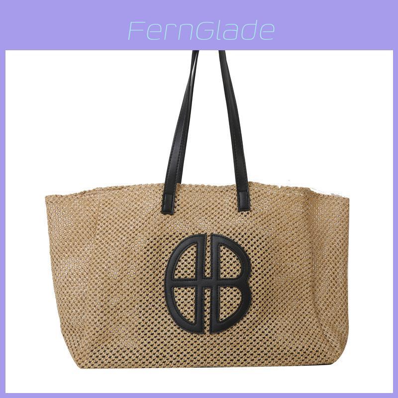 Woven Tote Bag With Contrast Color Design For Daily Casual Wear
