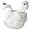 Milky White Resin Decor Elegant Swan Pen Holder, Durable PLA Pencil Organizer, Decorative Large Professional Office Accessories Capacity Container for