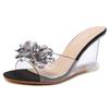 New Fashion Womens Slippers Transparent Sexy Sandals Round Toe Fish Mouth Heels Party Shoes Crystal Pumps for Women569
