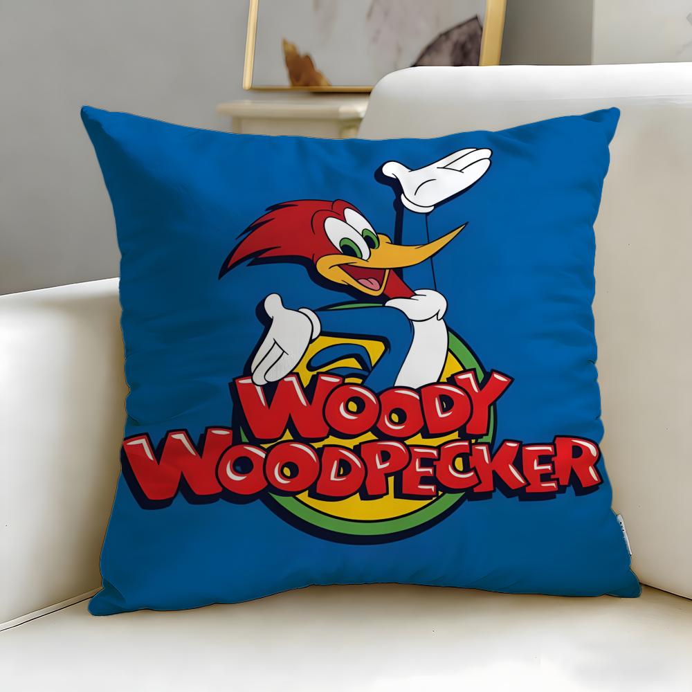 Cartoon Character Woody Woodpecker Cushion Cover Soft  EasyWash Pillow Case  Versatile for Couch Bed Travel and Office