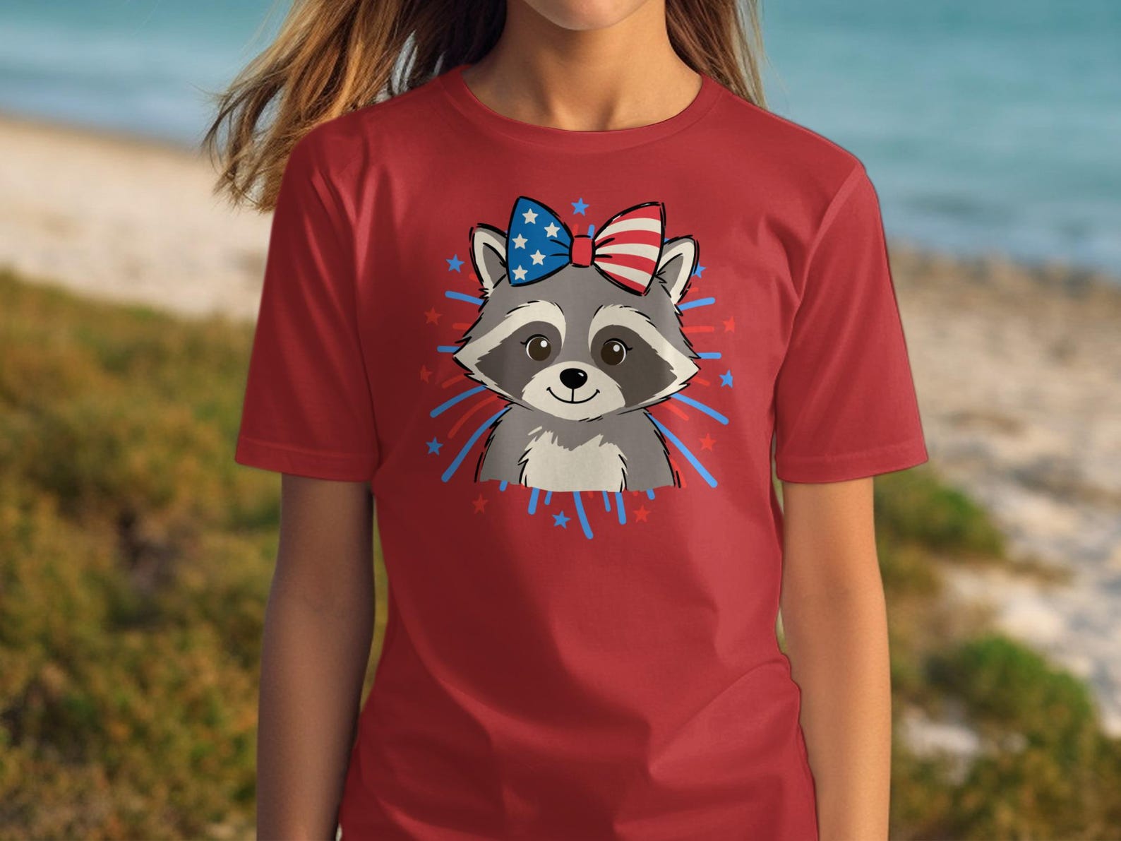 Patriotic Raccoon T-Shirt | 4th of July American Flag Animal Lover Tee XL