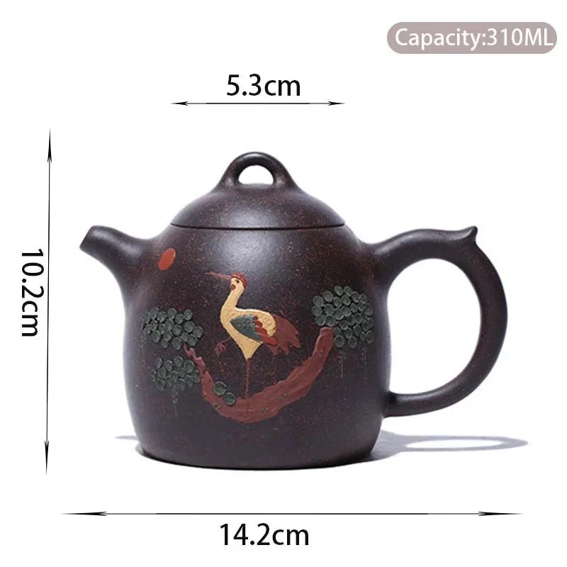 

310ml Yixing Purple Clay Tea Pot Raw Ore Black Gold Sand Teapots Handmade Chinese Zisha Dragon Egg Kettle Household Tea Set
