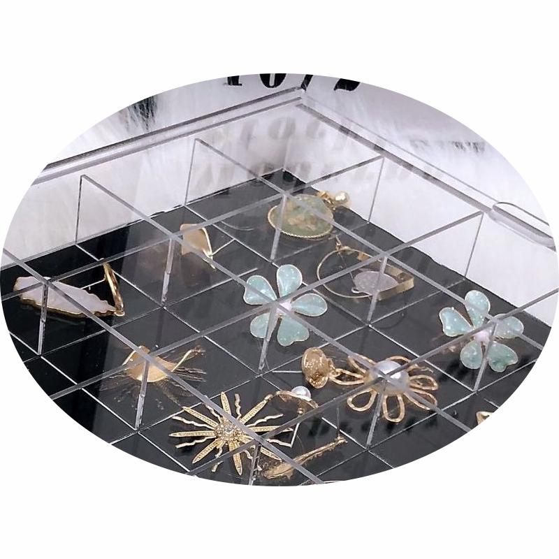 

6/12/24/30 Grid Acrylic Display Box For Jewelry Storage, Clear Dustproof Earrings Ring Hair Accessories Display Organizer 6 Grid чорний