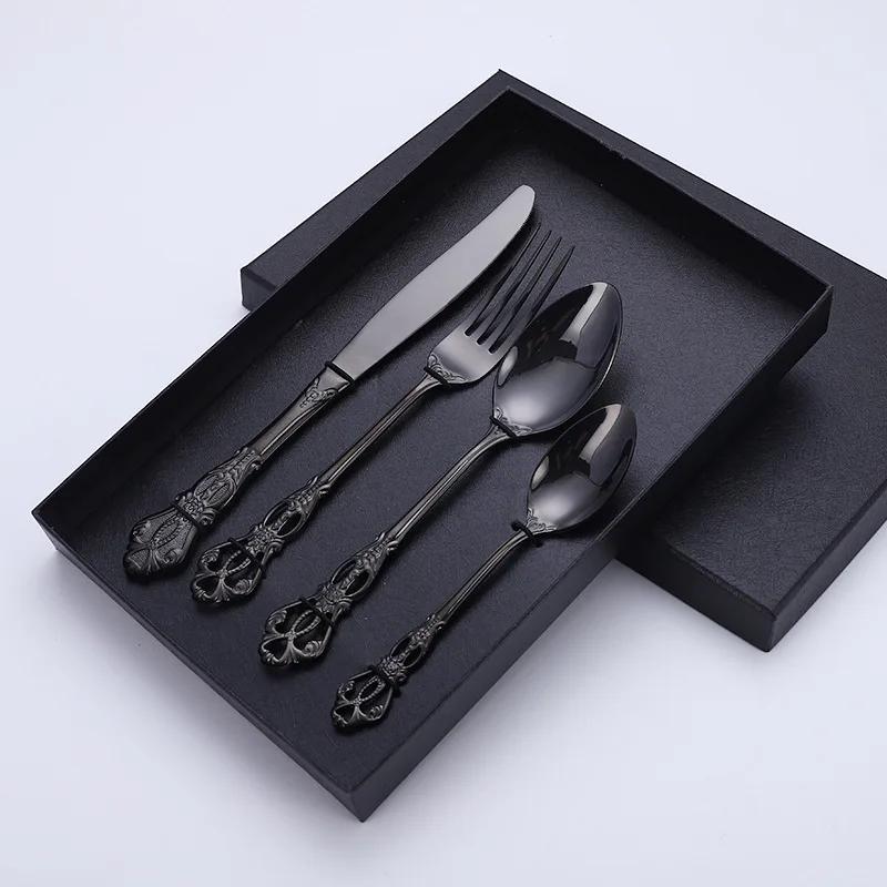 Luxury Spoon and Fork Set Stainless Steel Gold Cutlery Set Food Grade Upscale Royal Tableware European Steak Knife Kitchen Items