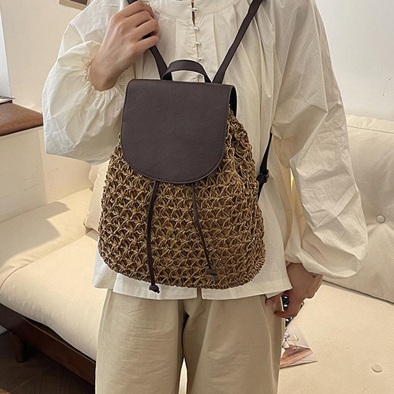 Letní dámský batoh se stahovací šňůrkou Daypack Weaving přes rameno Malý batoh Mochila