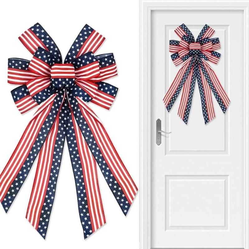 Festival Patriotic Ribbon Bows Handmade DIY Craft Decorative Bowknot For Independence Day Home Party Decoration