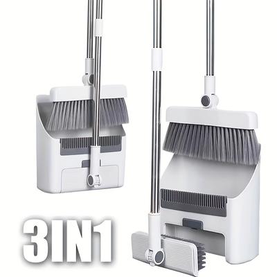 Sweeping Broom Dustpan Set Household Whisk Broom Garbage Shovel 3-in-1 Floor Brush Combination