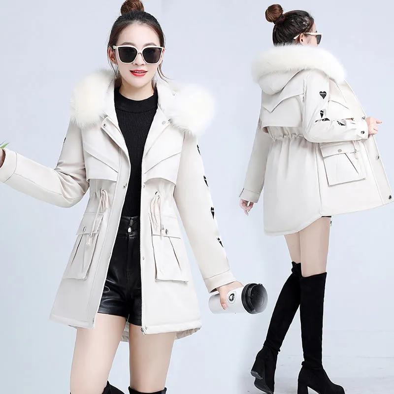 Women's Winter Padded and Thickened Warm Parka Ladies Slim Hooded Jacket