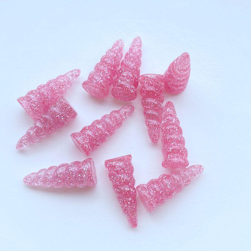 10Pcs New Cute Mini Shiny Unicorn Horn Flat Back Resin Cabochons Scrapbooking DIY Jewelry Craft Decoration Accessorie