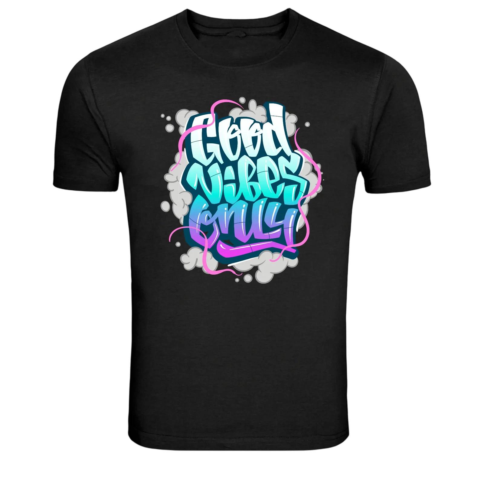 Good Vibes Only Graffiti Street Art Graphic T Shirt Urban Tee M