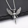 Spreading Wings Angel Necklace for Men,3D Silver Color Stainless Steel Female Angel,Rock Punk Jewelry Gift
