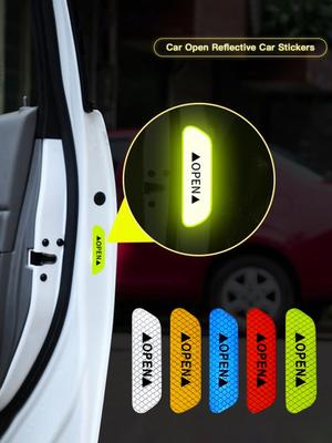 Car Decoration Door Warning Sticker Anti-collision Sticker Door OPEN Sticker Door Opening Prompt Reflective Sticker Waterproof