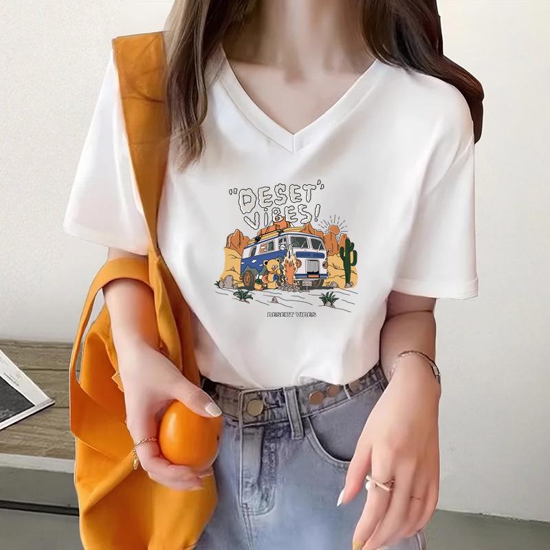 

Хлопковая футболка с принтом, женская летняя, новый дизайн, нишевая, с открытыми плечами S