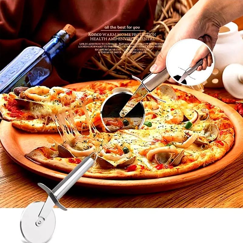 1pcs Stainless Steel Pizza Cutter Wheel Professional Pizza Slicer with Ergonomic Handle for Kitchen and Restaurant