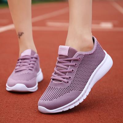 Zomer Dames Sneakers 2025 Ademend Mesh Licht Vetersluiting Platte Casual Sport Hardloopschoenen Vrouw Paars Roze Wit Tennis Vrouw
