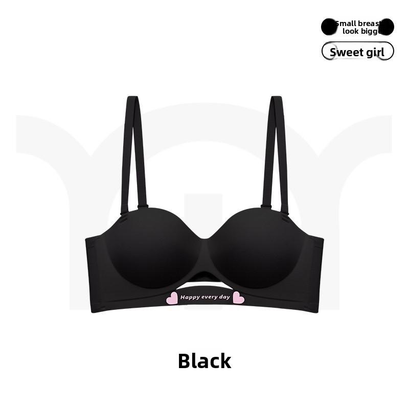 

Ladies Spring and Summer Pure Desire Letter Gather Not Empty Cup Receive Pair of Milk Prevent Droop Without Trace Underwear 32/70AB чёрный