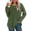 Women's Fashion Solid-Color Loose-Fit Long-Sleeve  Neck Casual Top