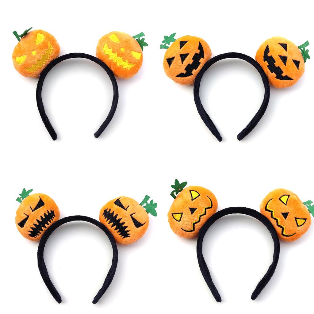 Kids Halloween Pumpkin Party Headwear Hair Hoop Soft Fluffy Fabric Headband DIY Decoration