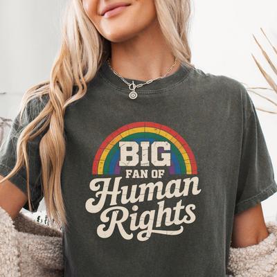 Big Fan of Human Rights Comfort Colors Shirt, Anti Fascist Pro Democracy Sweatshirt, Anti MAGA Trump, Rejecting Oligarchy Protest Statement