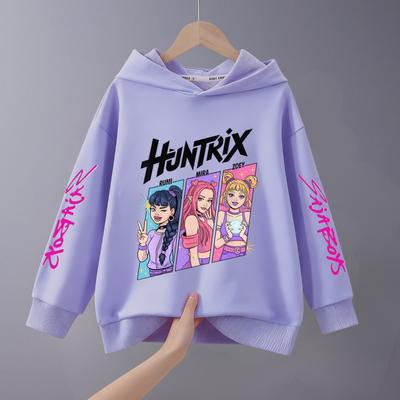 Spring/autumn Children's Clothes Fashion Huntrix Printed Kids Hoodies Casual Long Sleeved Hooded Sweatshirts Kids Baby Costume