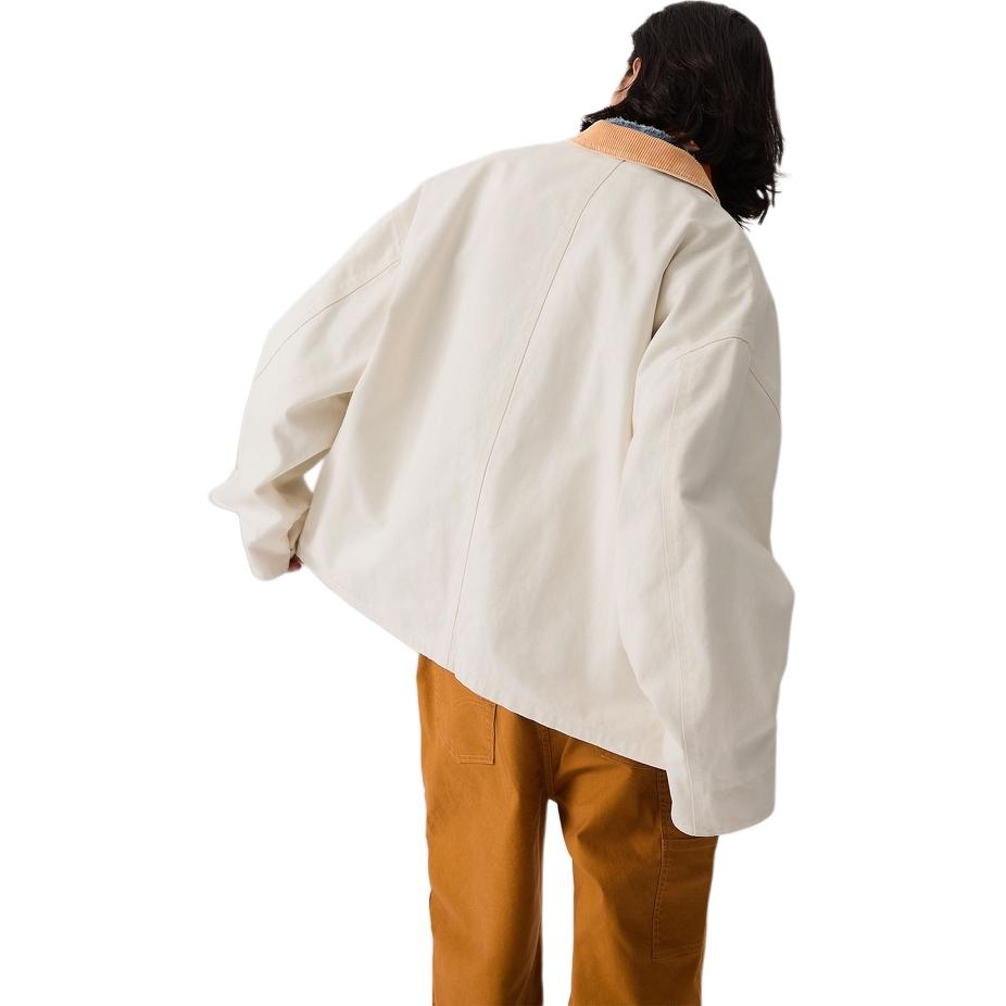 Levis Workwear Loose Casual Comfortable Simple Lapel Long Sleeve Denim Jacket Men Jackets White 003L2-0001