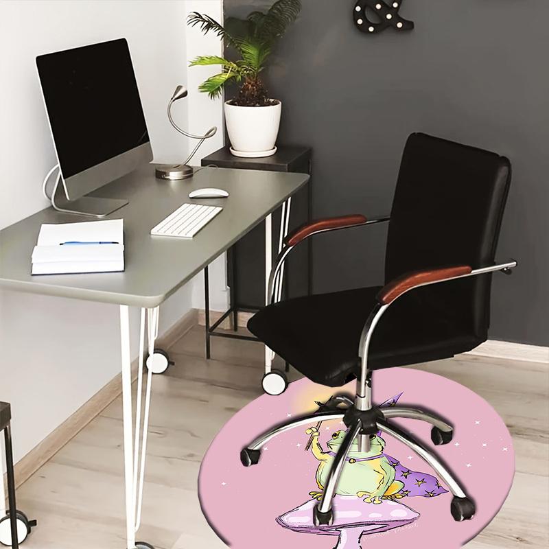 1pc Office Carpet Chair Mats Frog Wizard On Mushroom Perfect for Decorating Office Chairs, Living Rooms, Or Bedrooms